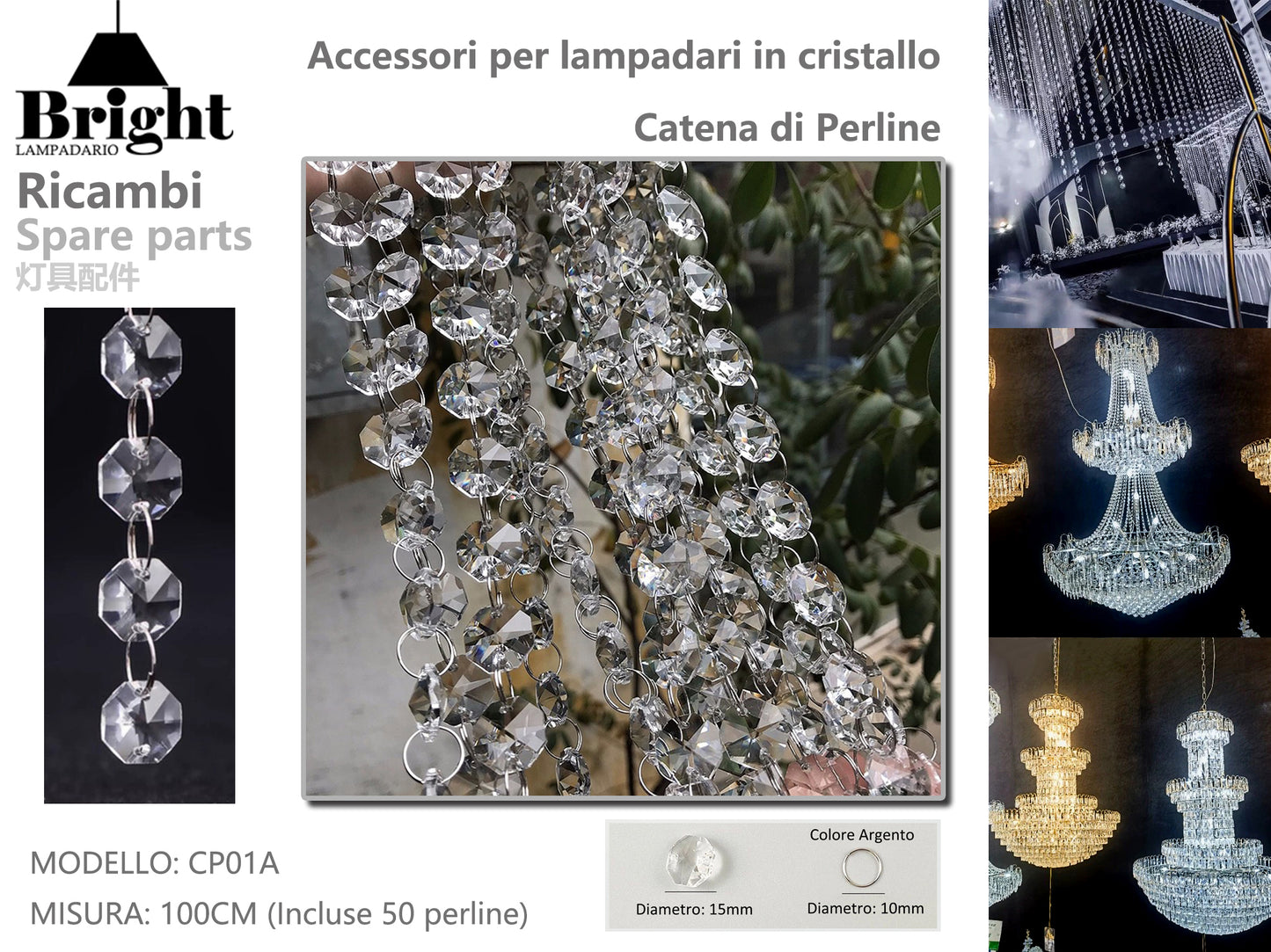 Catena per lampadari in cristallo Ricambi/Accessori per lampadario classico Cristallo tende