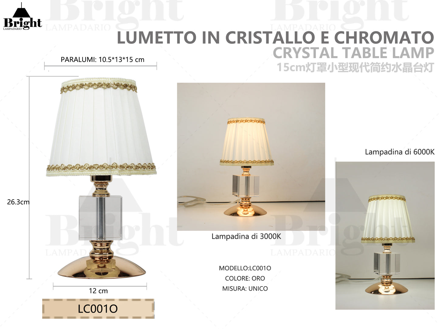 Lumetto piccolo stile moderna in cristallo e chromato LC001