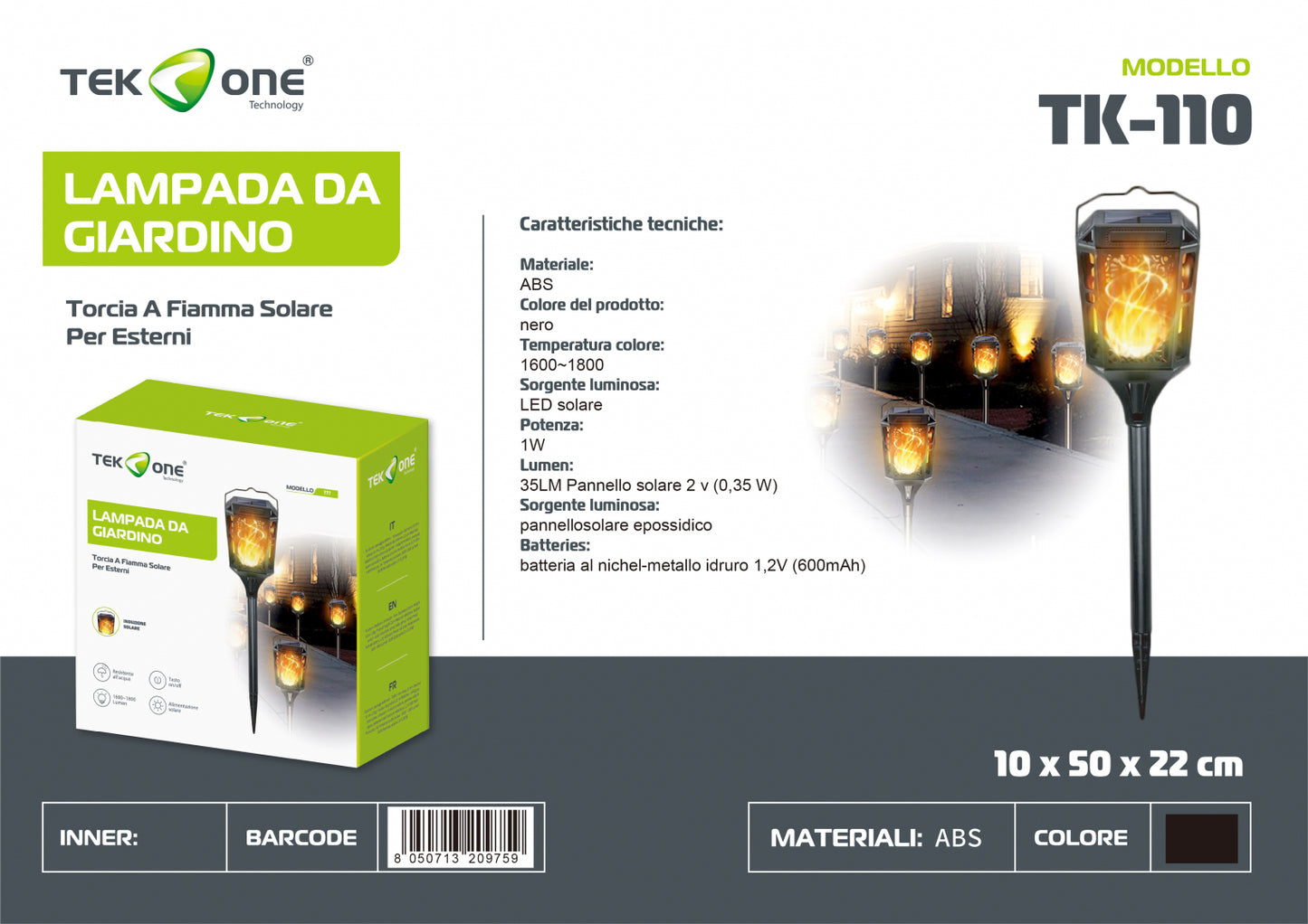 Luce Solare Da Giardino TK-110/TEK ONE