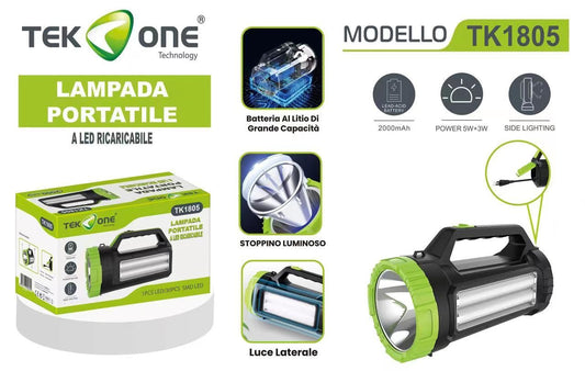 Lampada A Ricaricabile 2000mAh Luce Portabile TK1805/ TEK ONE