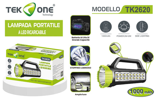 Lampada A Ricaricabile 1000mAh Luce Portabile TK2620/ TEK ONE