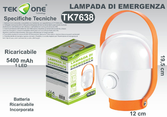 Lampada Di Emergenza Ricaricabile Luce Portabile TK7638 TK7639 / TEK ONE