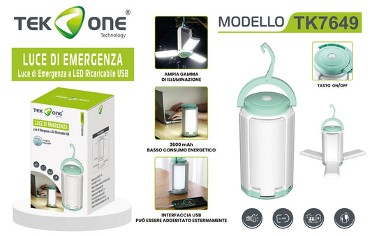 Luce Emergenza Lampada da campeggio Luce Portabile TK7649/ TEK ONE