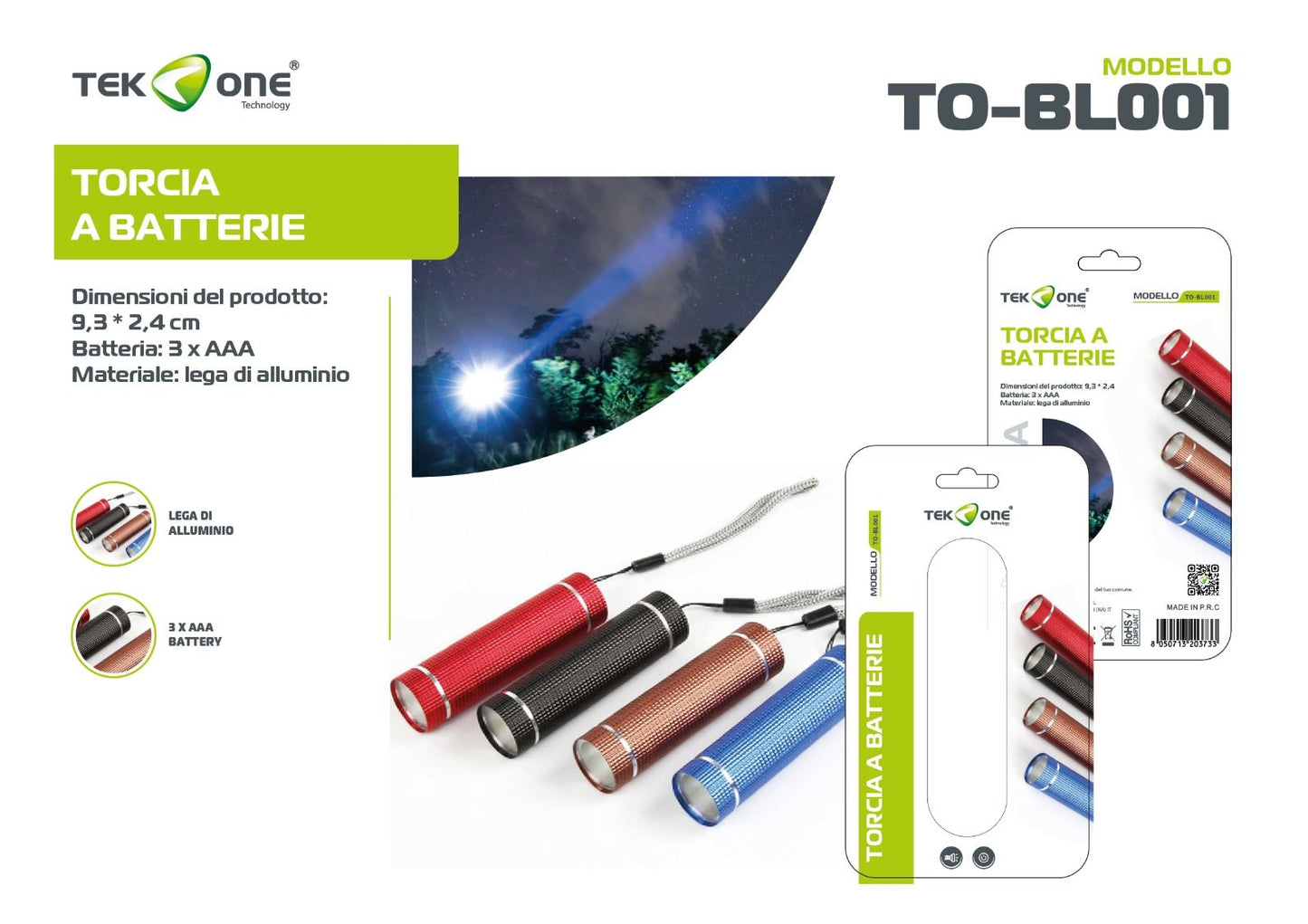 Mini Torcia A Batterie TO-BL001/ TEK ONE