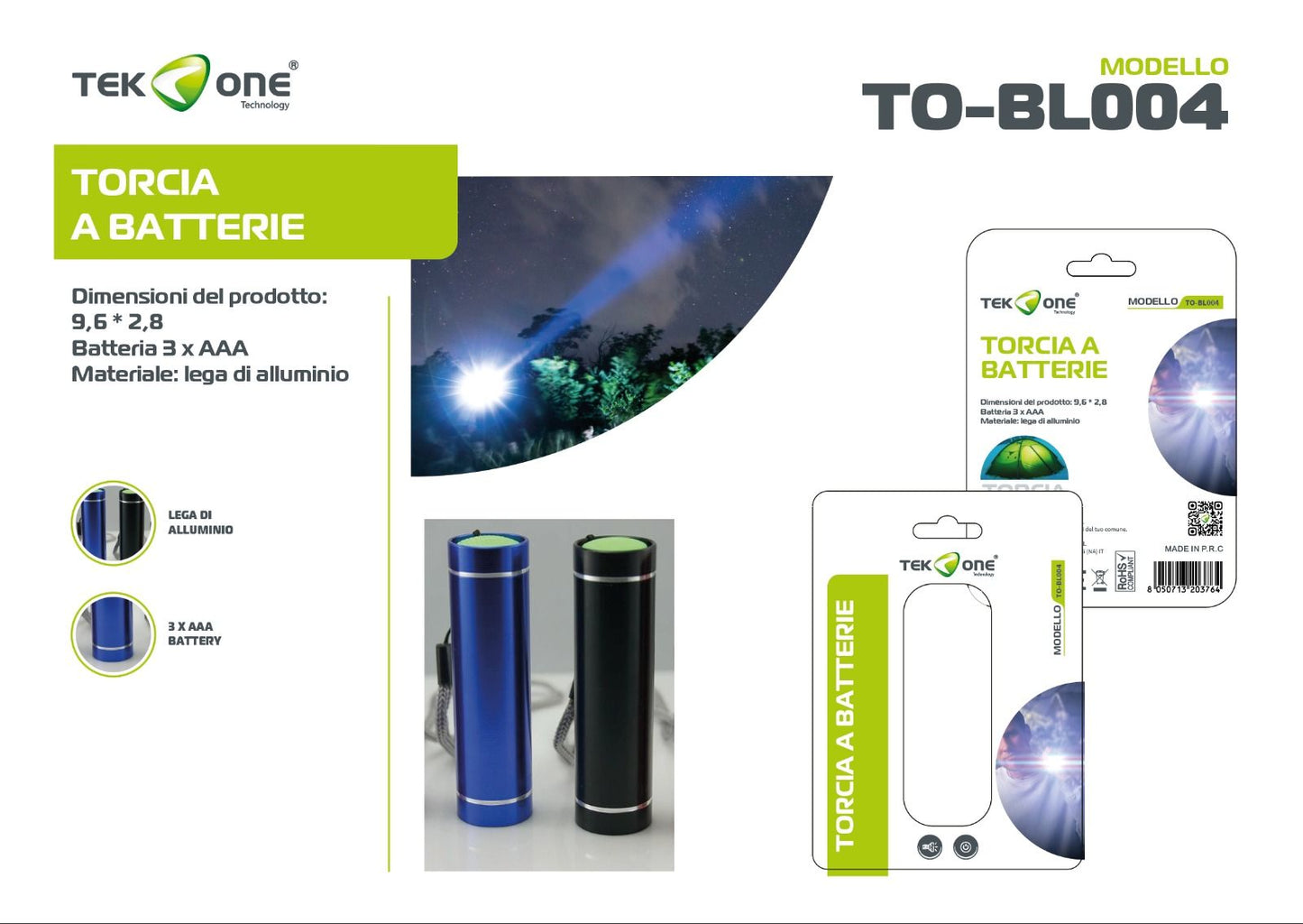 Mini Torcia A Batterie TO-BL004 TEK ONE