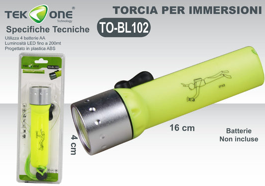 Torcia A Led Per Immersioni A Batterie TO-BL102/ TEK ONE