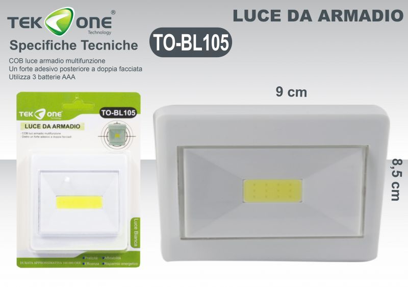 Luce Da Armadio A Led COB Con Batterie TO-BL105 TEK ONE