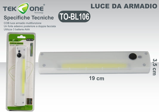 Luce Da Armadio A Led COB Con Batterie TO-BL106 TEK ONE