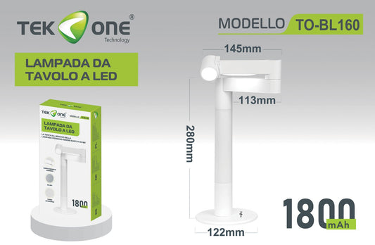 Lampada da tavolo ricaricabile a led /Lampada scrivania/ TEK ONE