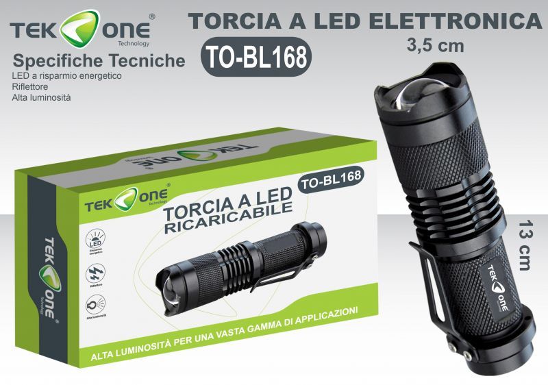 Torcia A Led Ricaricabile Lampada portabile TO-BL168/ TEK ONE