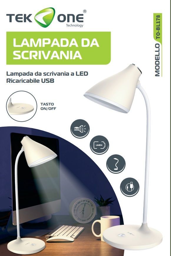 Lampada da tavolo ricaricabile a led TO-BL178/Lampada scrivania/ TEK ONE