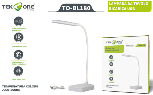 Lampada da tavolo ricaricabile a led TO-BL180/Lampada scrivania/ TEK ONE