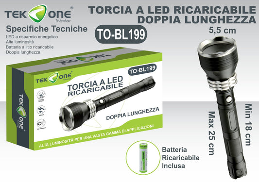 Torcia A Led Ricaricabile Lampada portabile TO-BL199/ TEK ONE