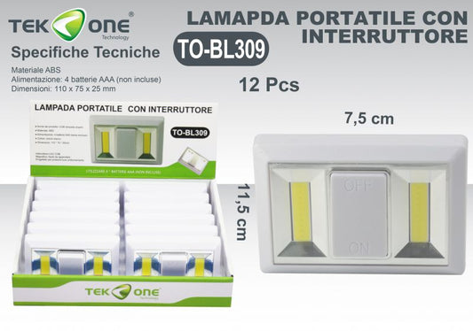 Luce Portabile Con Interruttore Luce Da Armadio A Led  Con Batterie TO-BL309 TEK ONE