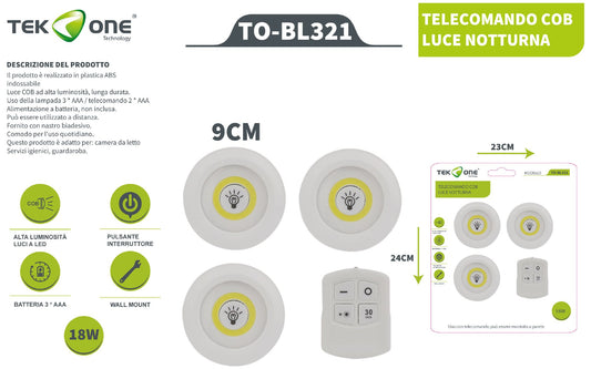 Luce Da Armadio A Led Luce Notturna Con Batterie TO-BL321 TEK ONE