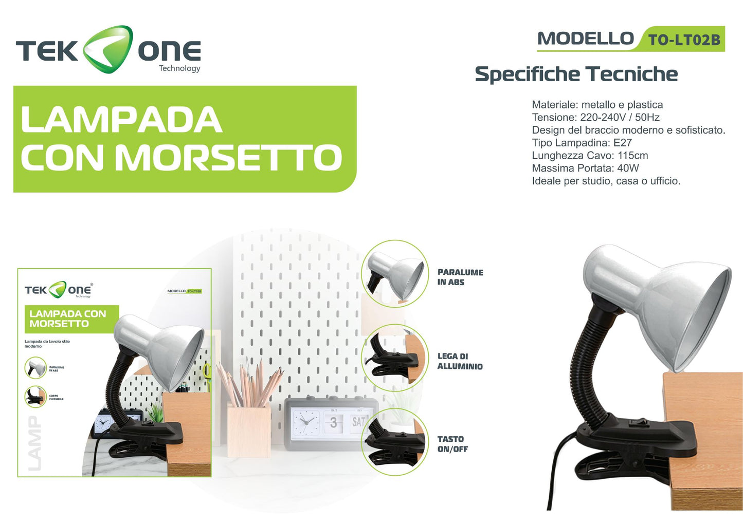 Lampada Con Morsetto TO-LT02/Lampada scrivania/TEK ONE