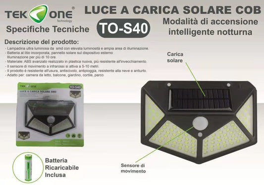 Luce A Ricarica solare Accensione Intelligente Notturna TO-S40/ TEK ONE