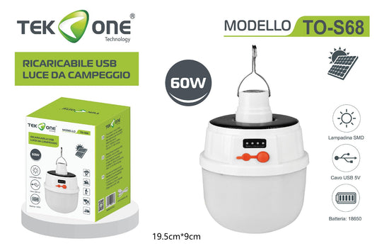 Lampada da campeggio 60W Luce Portabile TO-S68/ TEK ONE