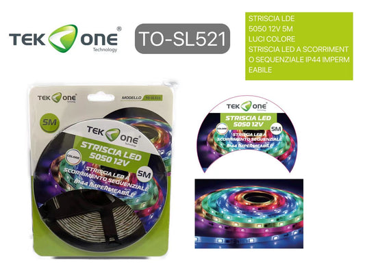 Striscia LED 5050 A Scorriment o Sequenziale ip44 12V 5M RGB Impermieabile /TEK ONE