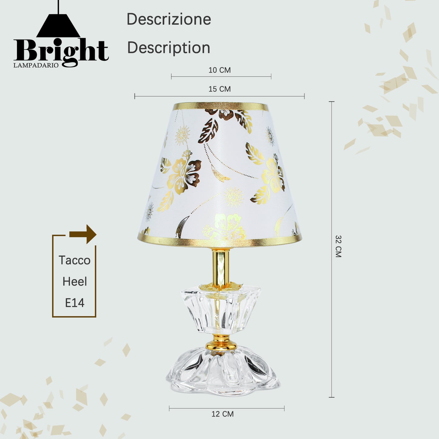 Kleine Glastischlampe mod.1023 Trapez / Nachttischlampen / aus Glas…