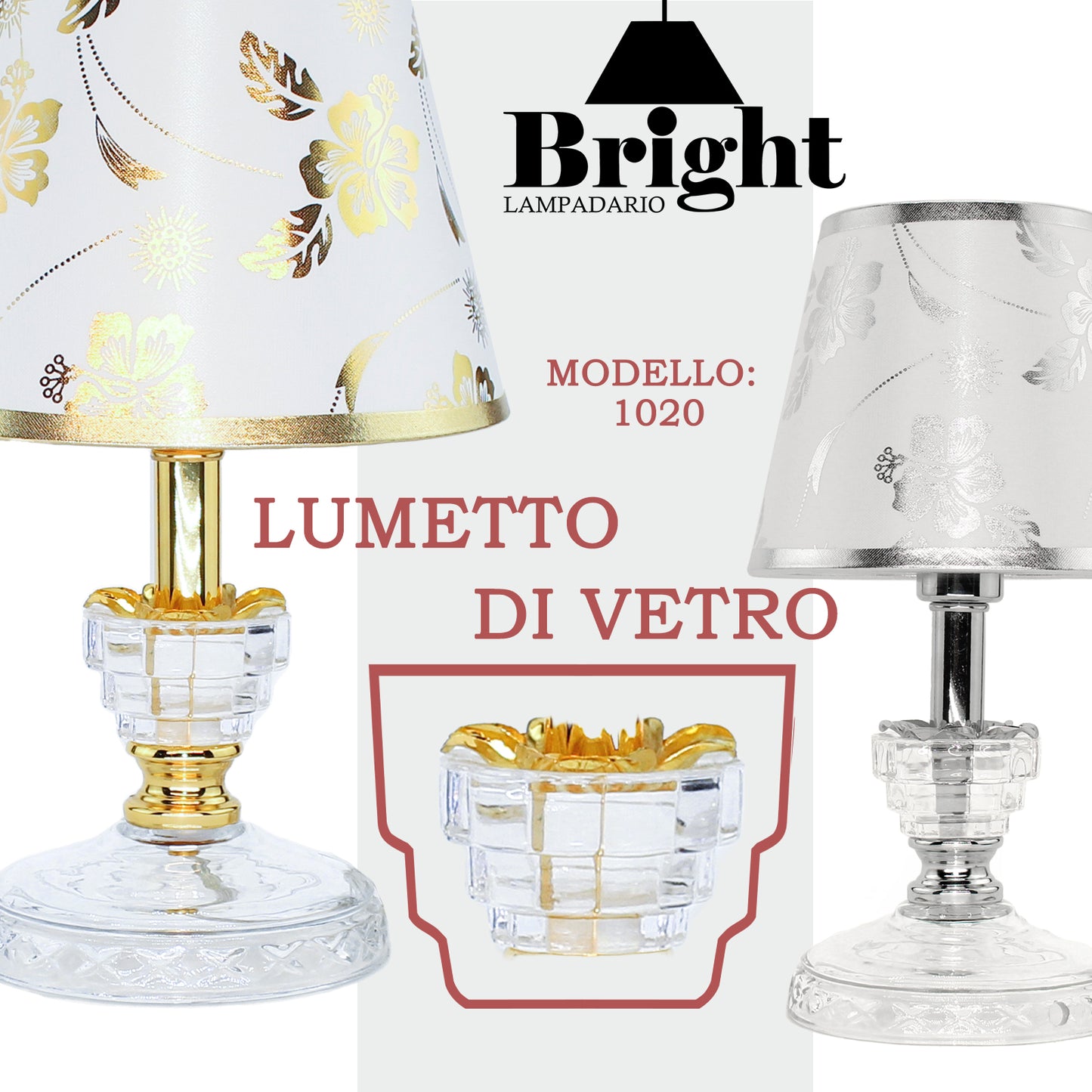 Lumetto di Vetro MOD.1020 lumi da comodino tavolo/ Lumetti in vetro…