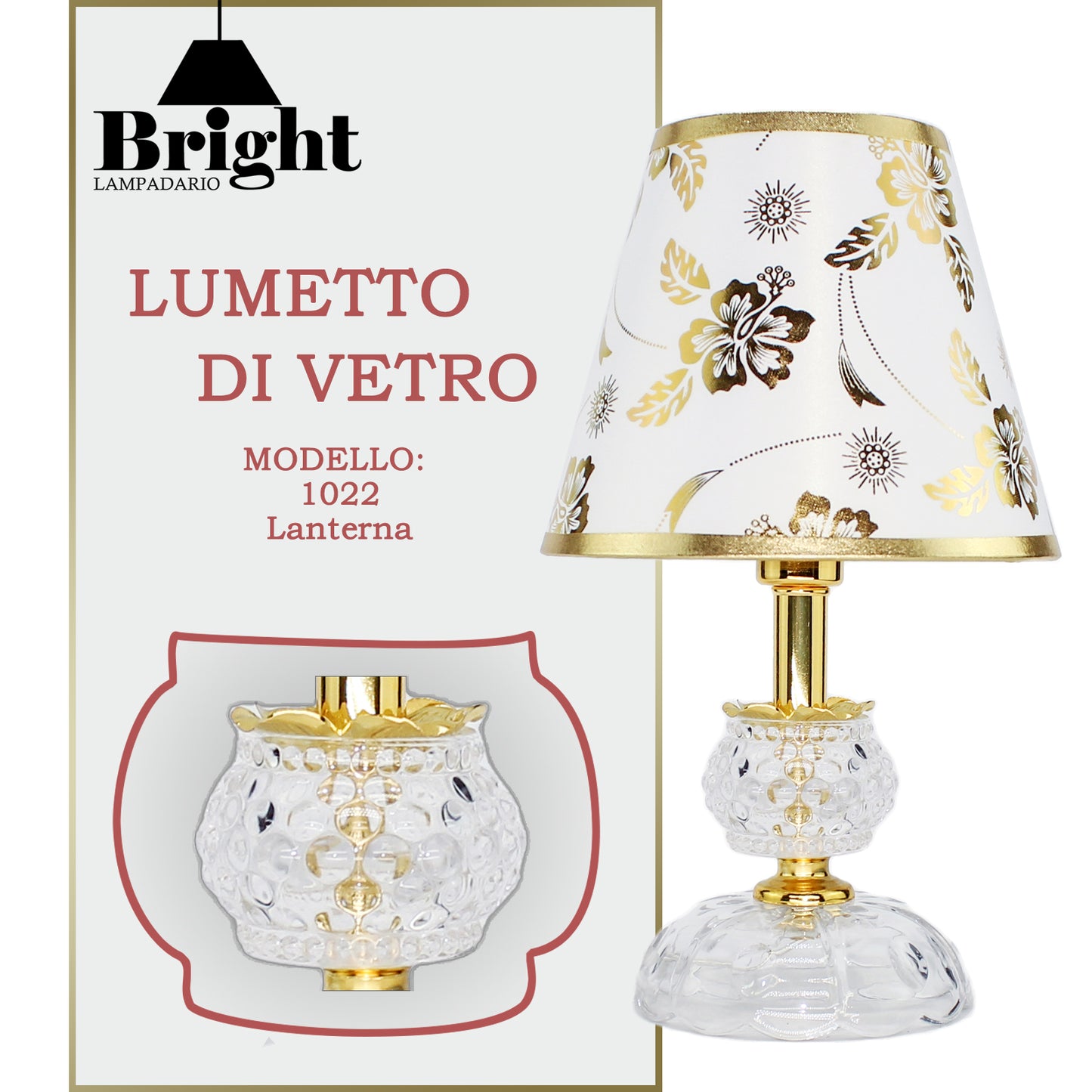 Lumetto di Vetro mod.1022lanterna  /lumi da comodino tavolo/Lumetti in vetro…