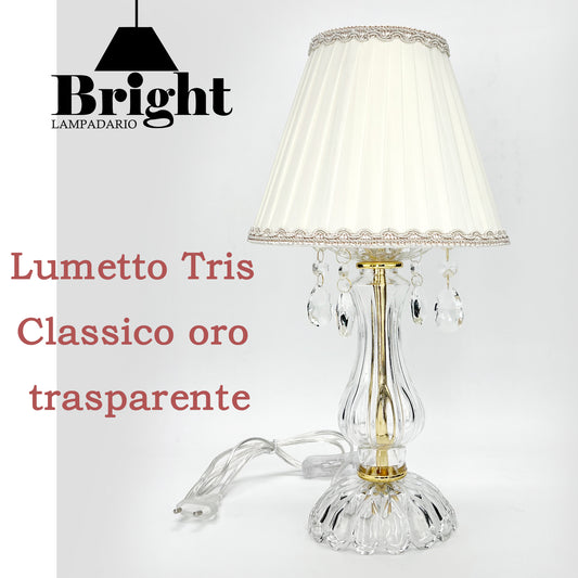 Lumetto TRASPARENTE ORO Tris Classico /lumi da comodino tavolo/in vetro…