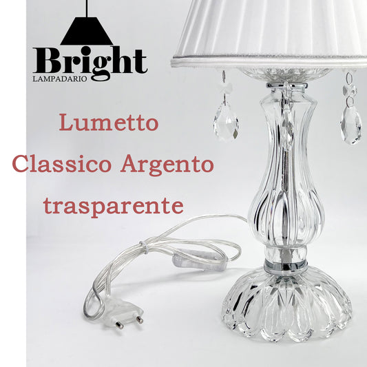 Lumetto TRASPARENTE ARGENTO Tris Classico Vintage/lumi da comodino tavolo/in vetro…