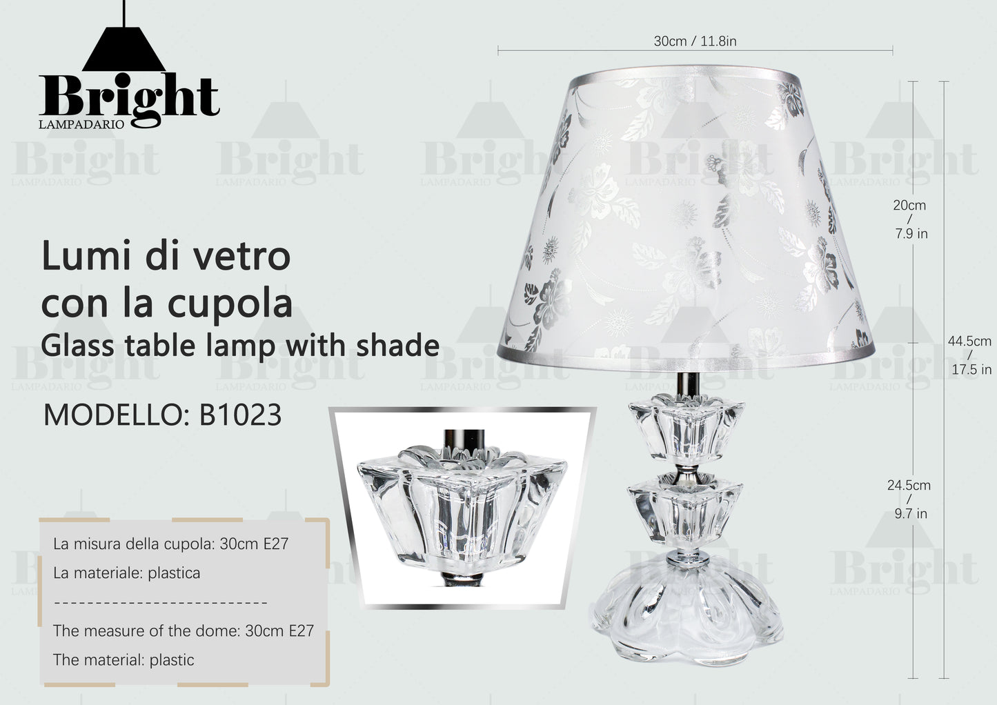 Lumetto di Vetro mod.1023Trapezoidale lumi da comodino tavolo/ Lumetti in vetro…