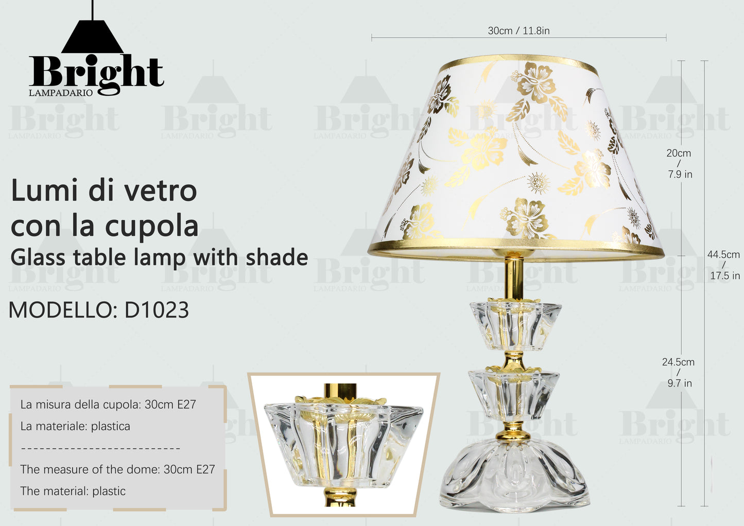 Lumetto di Vetro mod.1023Trapezoidale lumi da comodino tavolo/ Lumetti in vetro…