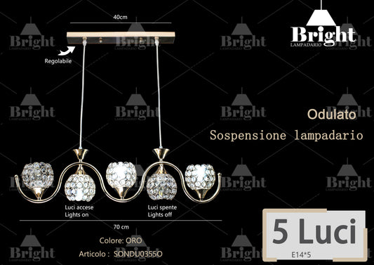 Sospensione Elegante Lampadario a Odulato a isola da cucina Lampade a sospensione E14 Lampada a sospensione in alluminio Argento/oro