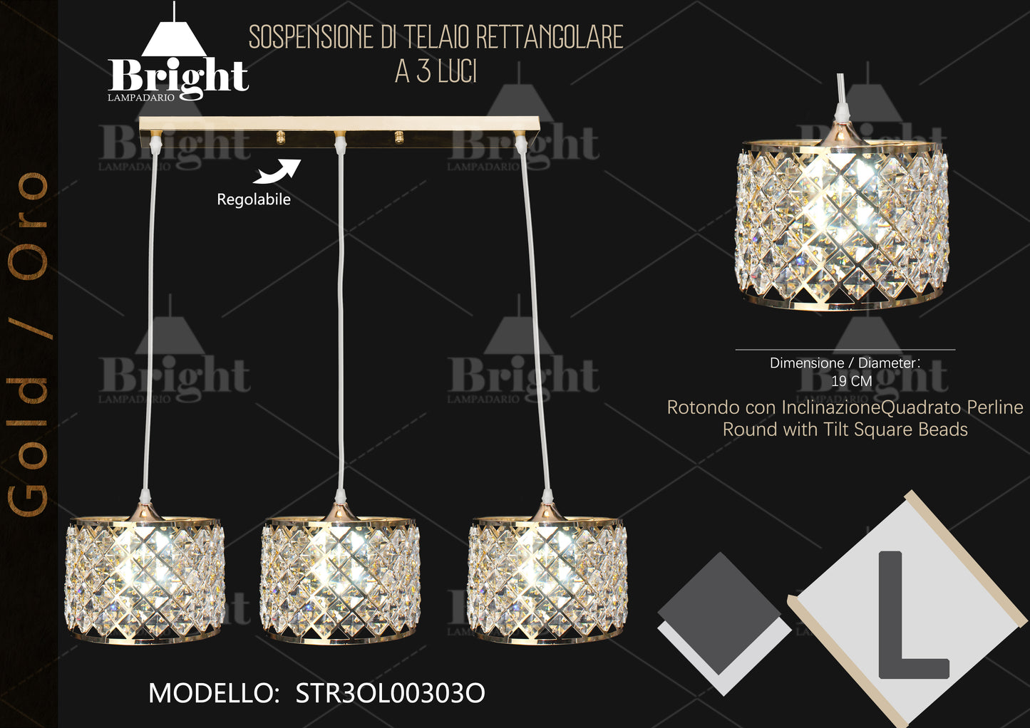 Sospensione Lampadario a Base orizzontale x isola/tavolo Lampade  in alluminio Argento/oro