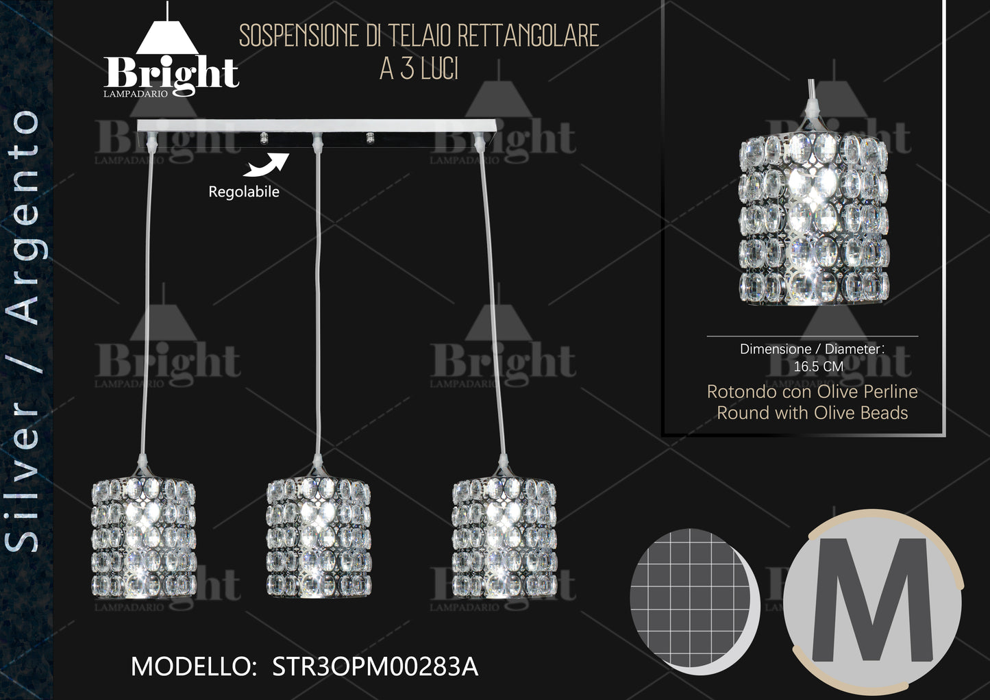 Sospensione Lampadario a Base orizzontale x isola/tavolo Lampade  in alluminio Argento/oro