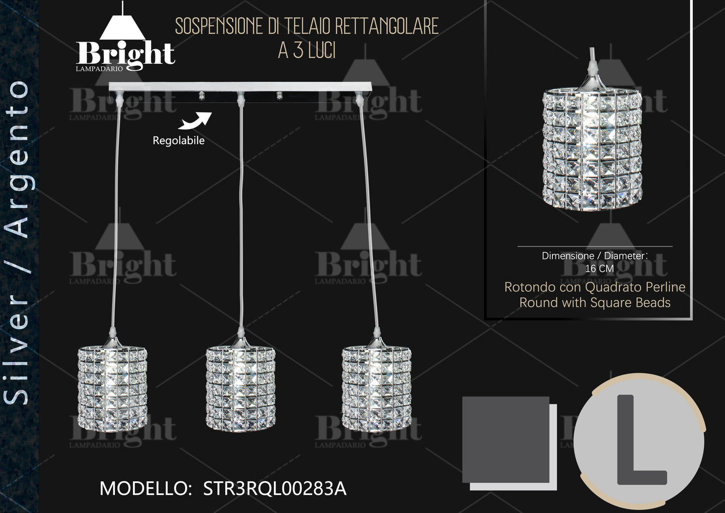 Sospensione Lampadario a Base orizzontale x isola/tavolo Lampade  in alluminio Argento/oro