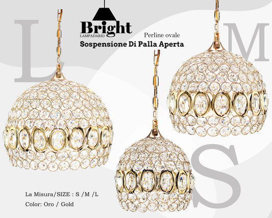 Sospensione Elegante Lampadario a Palla Aperta Ovale Sospensione a isola da cucina Lampada a sospensione in alluminio Argento/oro