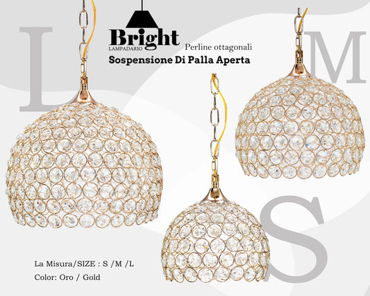 Sospensione Elegante Lampadario a Palla Aperta Ottogonali Sospensione a isola da cucina  E27 Lampada a sospensione in alluminio Argento/oro