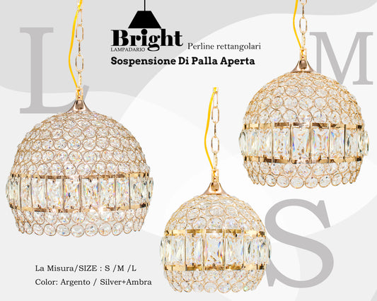 Sospensione Elegante Lampadario a Palla Aperta Rettagolari Sospensione a isola da cucina E27 Lampada a sospensione in alluminio Argento/oro