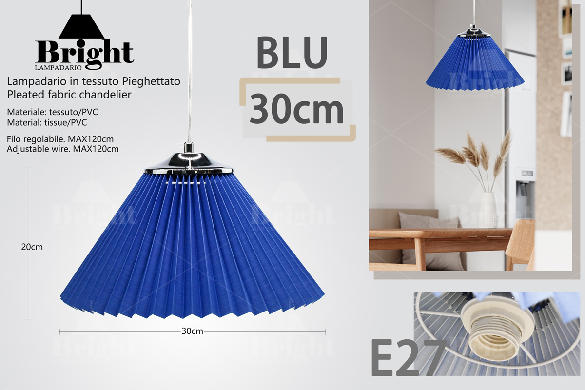 Sospensione Leggere Lampadario a Pieghettato30cm E27 Lampada a sospensione in Tessuto Plastica