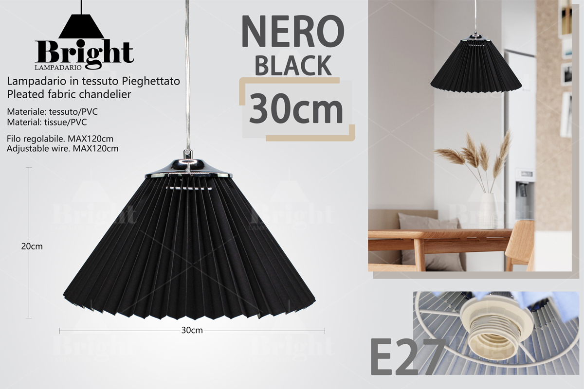 Sospensione Leggere Lampadario a Pieghettato30cm E27 Lampada a sospensione in Tessuto Plastica