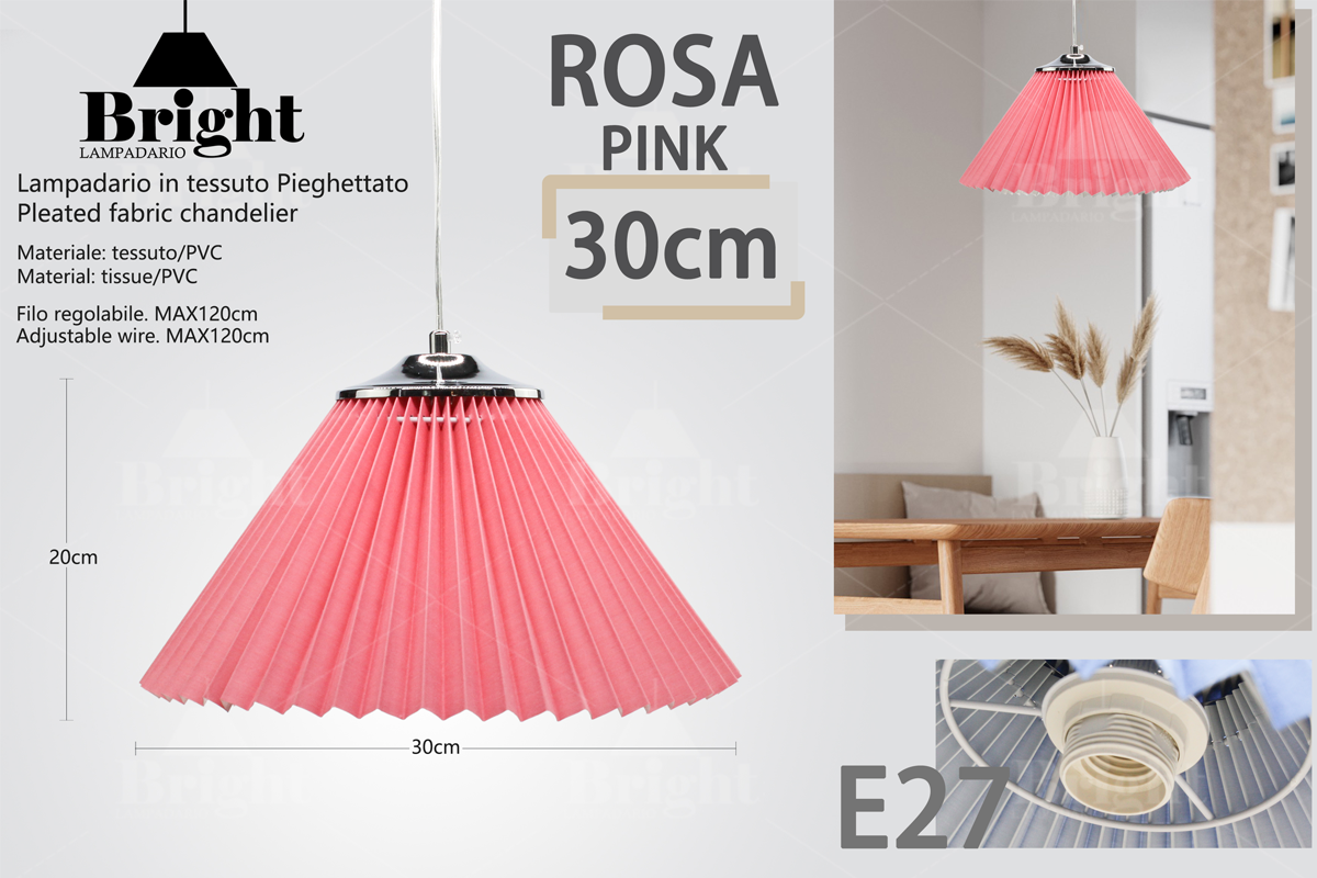 Sospensione Leggere Lampadario a Pieghettato30cm E27 Lampada a sospensione in Tessuto Plastica