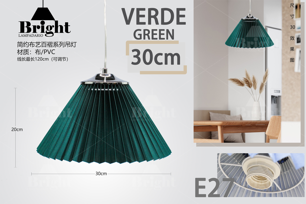 Sospensione Leggere Lampadario a Pieghettato30cm E27 Lampada a sospensione in Tessuto Plastica