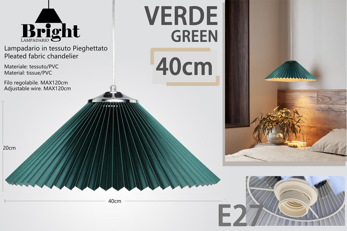 Sospensione Leggere Lampadario a Pieghettato40cm E27 Lampada a sospensione in Tessuto Plastica