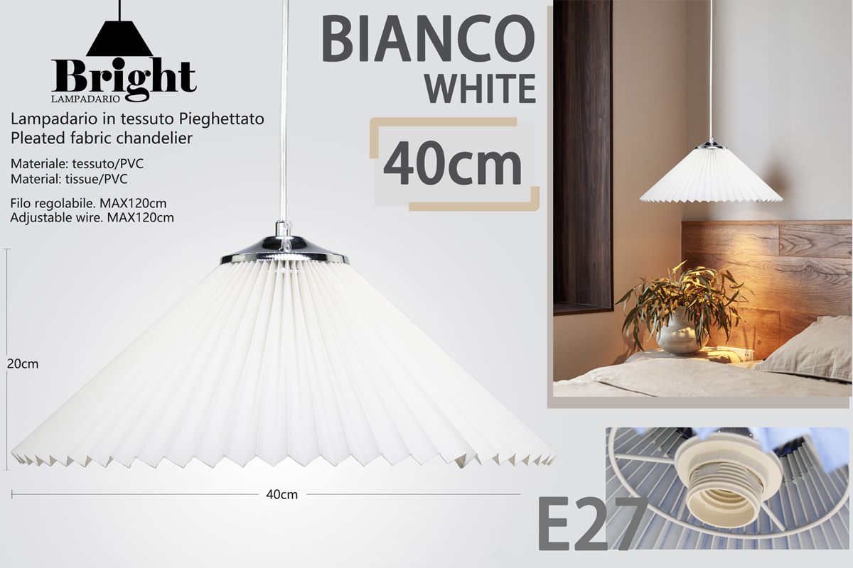 Sospensione Leggere Lampadario a Pieghettato40cm E27 Lampada a sospensione in Tessuto Plastica